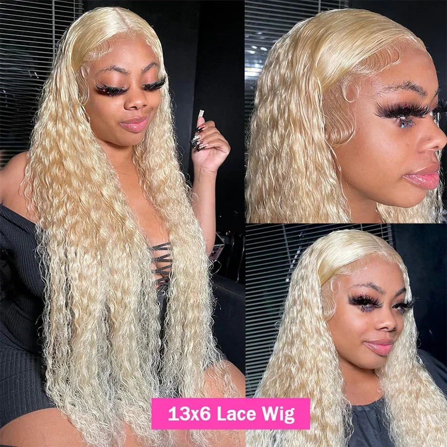 613 Lace Front Wig Human Hair Deep Wave 30 Inch 13x4 HD Transparent Lace Front Wigs 200 Density Curly PrePlucked For Black Women