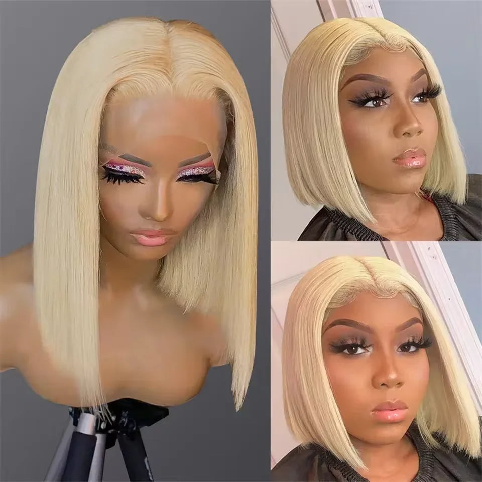 Blonde Bob Wig 613 Human Hair Wig Short 613 Bob Lace Frontal Wig 13x4 Straight Bob Human Hair Wigs #613 Colored Human Hair Wigs