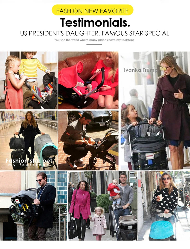 4 in 1 Baby Stroller Lightweight Stroller Baby Carriage Baby pram Baby Safety Cart Carriage Travel System High Quality Senior
