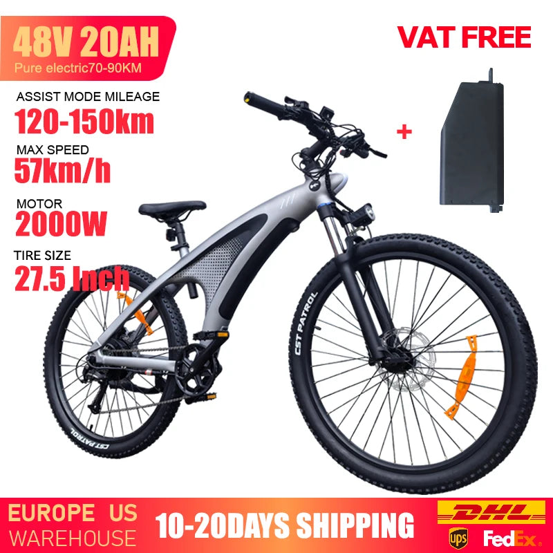 HUANCI Q5 E bike 2000W motor Off-Road Electric bike 48V 20AH electric bicycle 57km/h electric bikes for adult 27.5 Inch ebikes