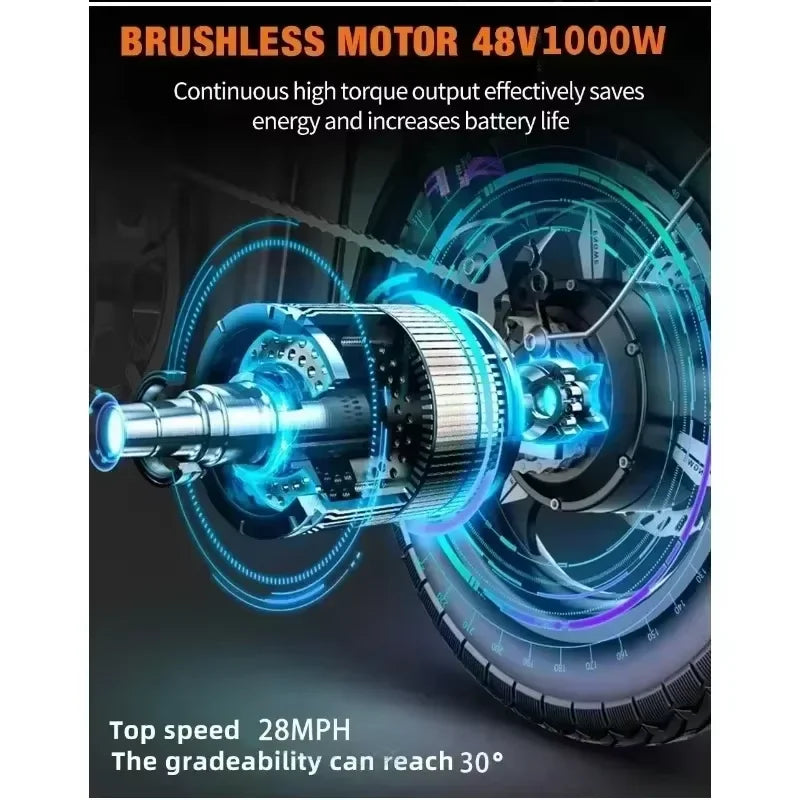 ebike GS9 Off-road Mountain Electric Bike 26-inch Fat Tire Bike 1000W 48V 17AH Hidden Battery Hydraulic Brake E-Bike