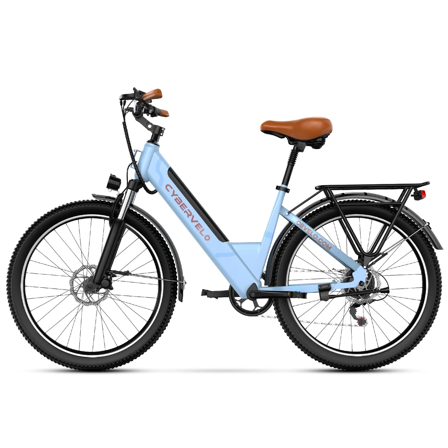 Cybervelo EK2 48V 1000W Peak Motor, Removable Battery 7-Speed Shift Urban Commute EBike, 26" City Ride Long Range Electric Bike