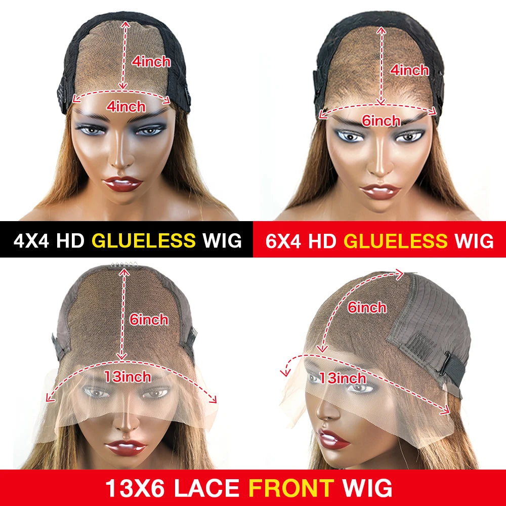 Highlight Glueless Wigs Human Hair Ready To Wear And Go For Women Preplucked Brazilian Ombre Straight 13x6 HD Lace Frontal Wig