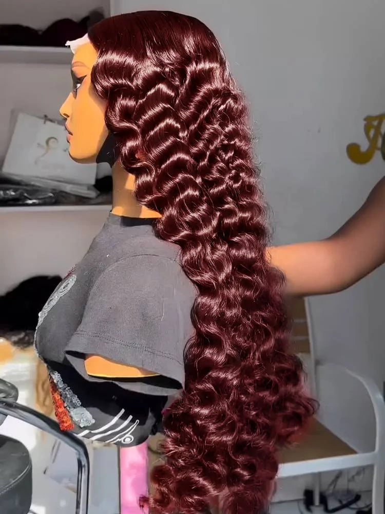 Loose Deep Wave Reddish Brown 13x6 Lace Front Wigs Human Hair Pre Plucked Brazilian Virgin Hair Glueless 13x4 HD Frontal Wig