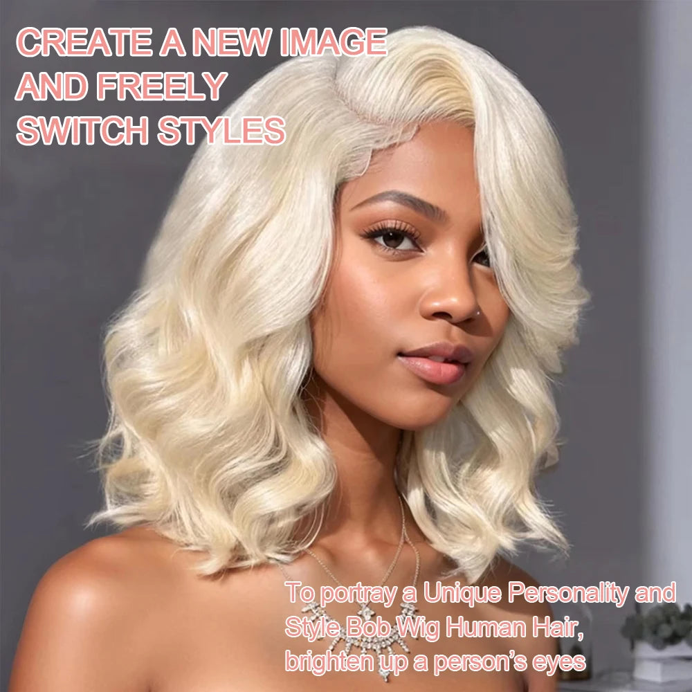 613 Blonde Lace Front Wig Human Hair Body Wave 13X6 Hd Lace Frontal Wig Short Bob Lace Front Human Hair Wig Hd Lace Wig 16 Inch
