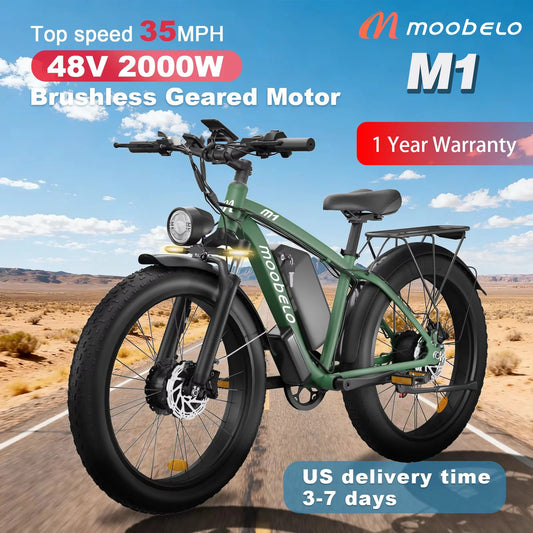 Moobelo M1 48V 2000W Dual Brushless Geared Motor Electric Bike for Adults Electric Bicycle Fast Charging Battery Daily Commute