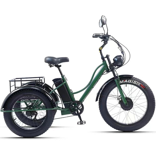 24 inch Adult Electric Cargo Tricycle bike 3 wheel Fat tire bicycle scooter motorized electric tricycles E trike for transport