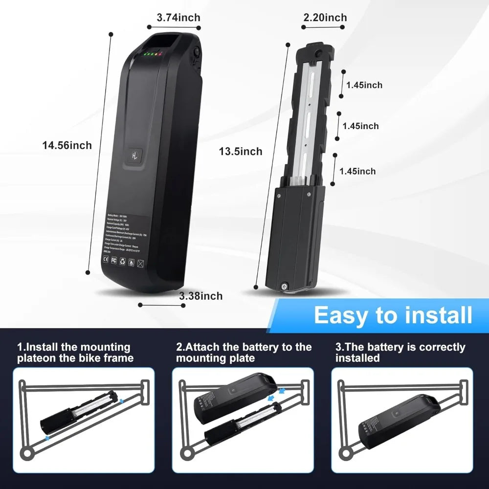 36V 48V Hailong Ebike Battery with Charger Full Capacity 10Ah 15Ah 20Ah Powerful 18650 21700 Lithium Battery Pack Free Shipping