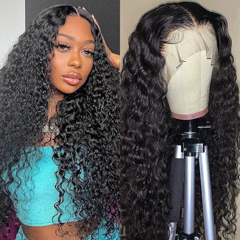 Deep Water Wave 13x6 Lace Frontal Human Hair Wigs For Women 200% Density 13x4 Lace Frontal Wig 100% Brazilian Human Hair 30inch