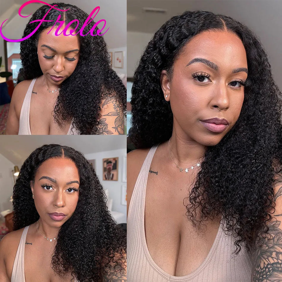 250 Density Deep Wave Invisi Strap 360 Full Lace Wig Human Hair Natrual Black Curly Wigs Lace Front Wig Human Hair 38 Inches