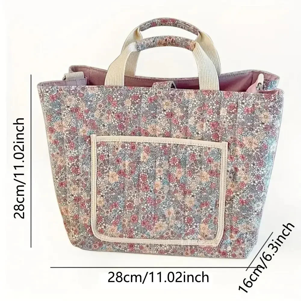 Portable Floral Printing Mummy Baby Bag Multifunctional Large Capacity Storage Bag Cotton Lightweight Crossbody Bag Baby Care