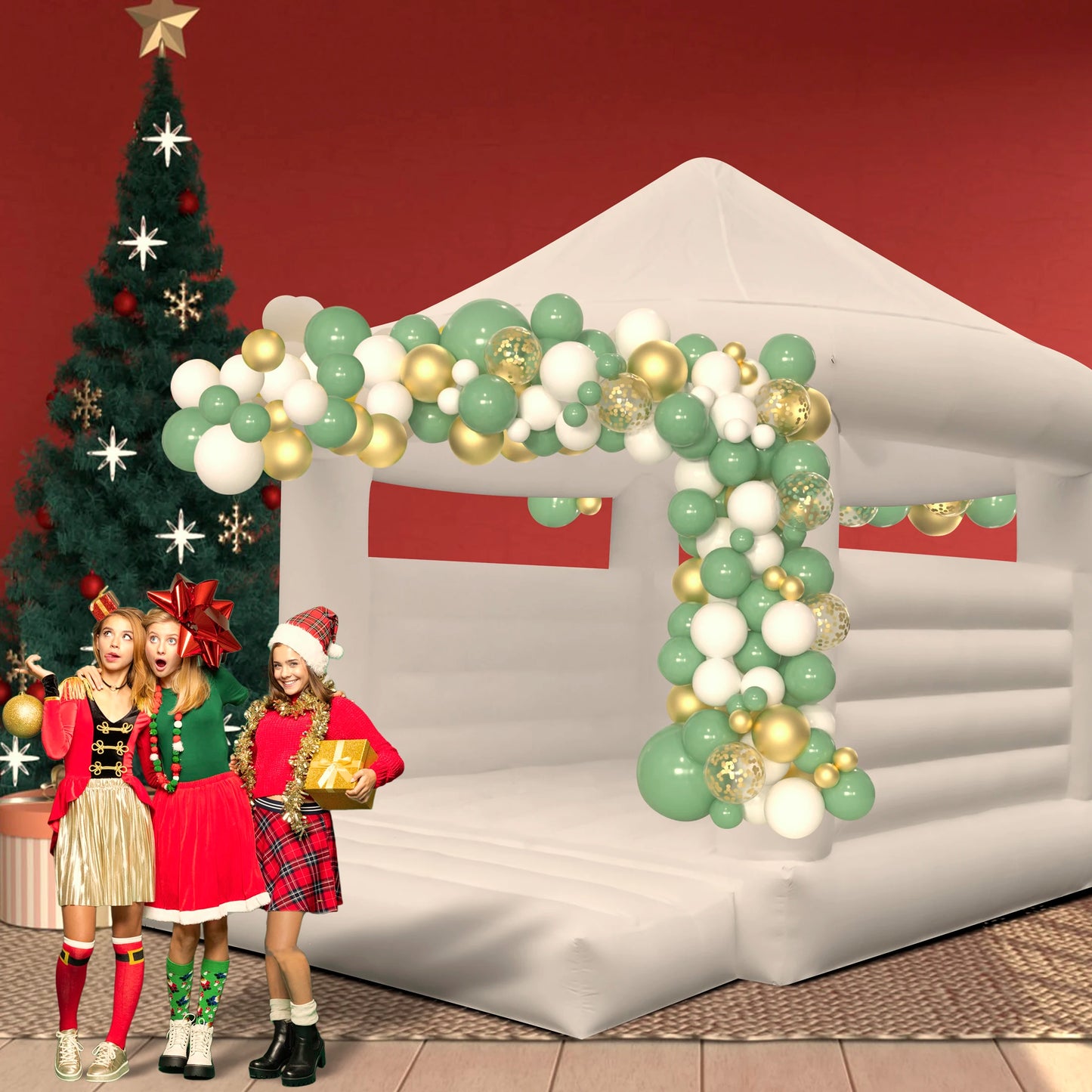 14ft Commercial white inflatable trampoline castle children's toys children's playground Holiday Birthday Party