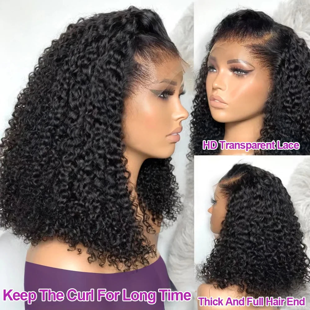 Brazilian Deep Water Wave Curly Bob 100% Human Hair Glueless Wigs Deep Wave HD Lace Front 13x4 13x6 Transparent Lace Frontal Wig