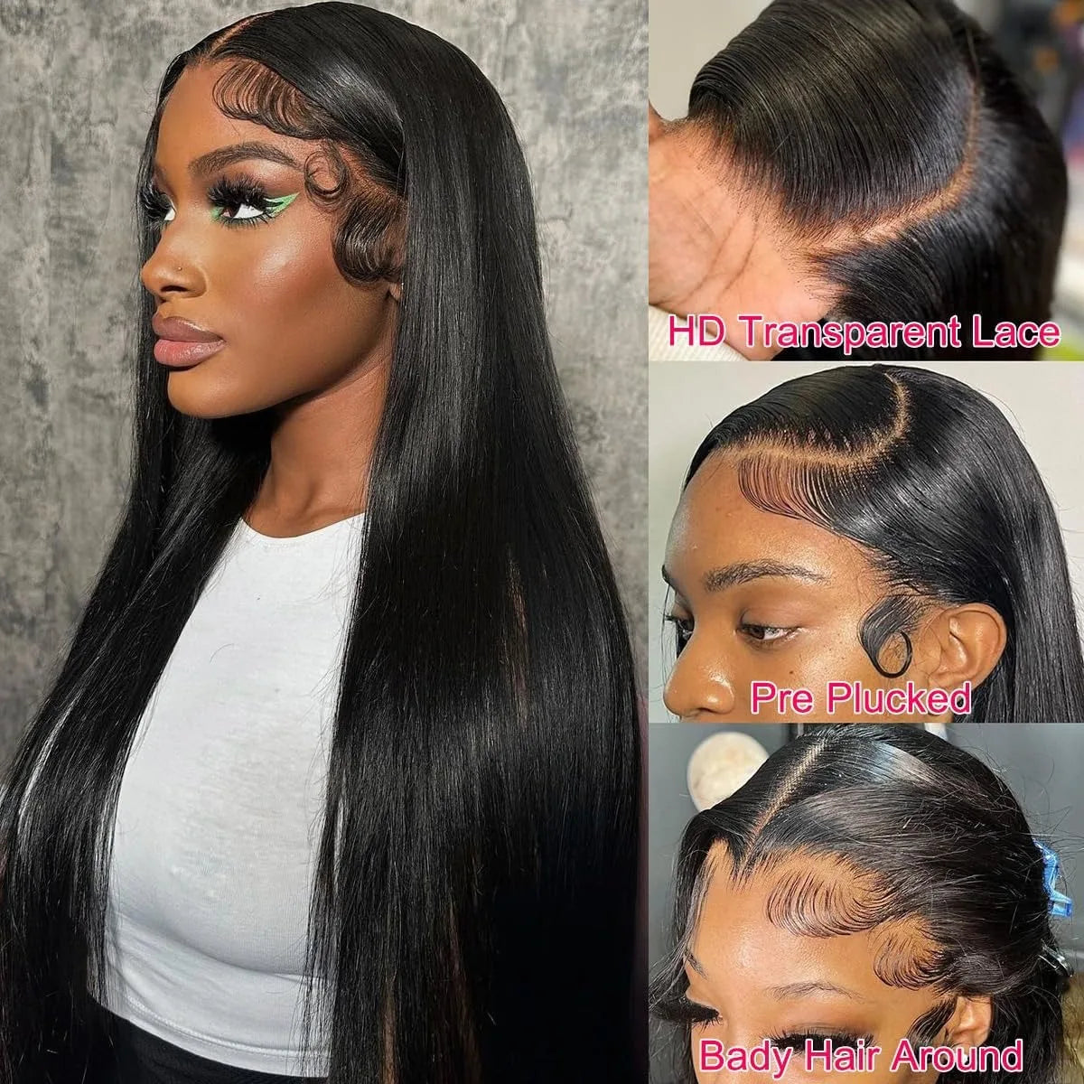 40 42 Inch 5x5 13x4 HD Transparent Lace Front Human Hair Wigs 200 Density 13x6 Bone Straight Lace Frontal wig For Black Women