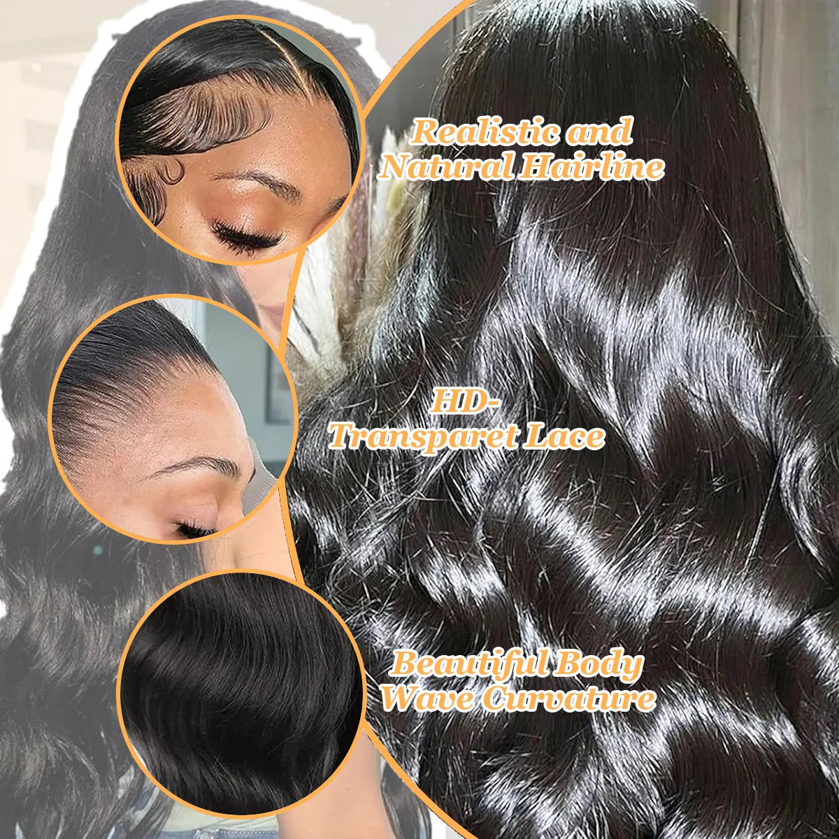 Natural Brazilian Human Hair Wig 40 Inch 200% Density Body Wave 360 5*5 13*4 13*6 HD Transparent Lace Frontal Wig for Women