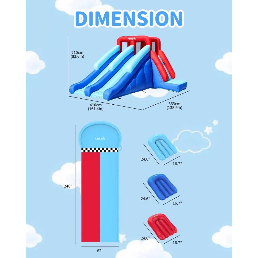 Inflatable Bounce House with Double Slide, Kids & Adults Water Slides for Outdoor Fun