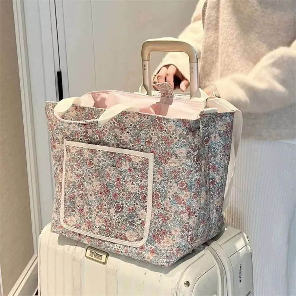 Portable Floral Printing Mummy Baby Bag Multifunctional Large Capacity Storage Bag Cotton Lightweight Crossbody Bag Baby Care