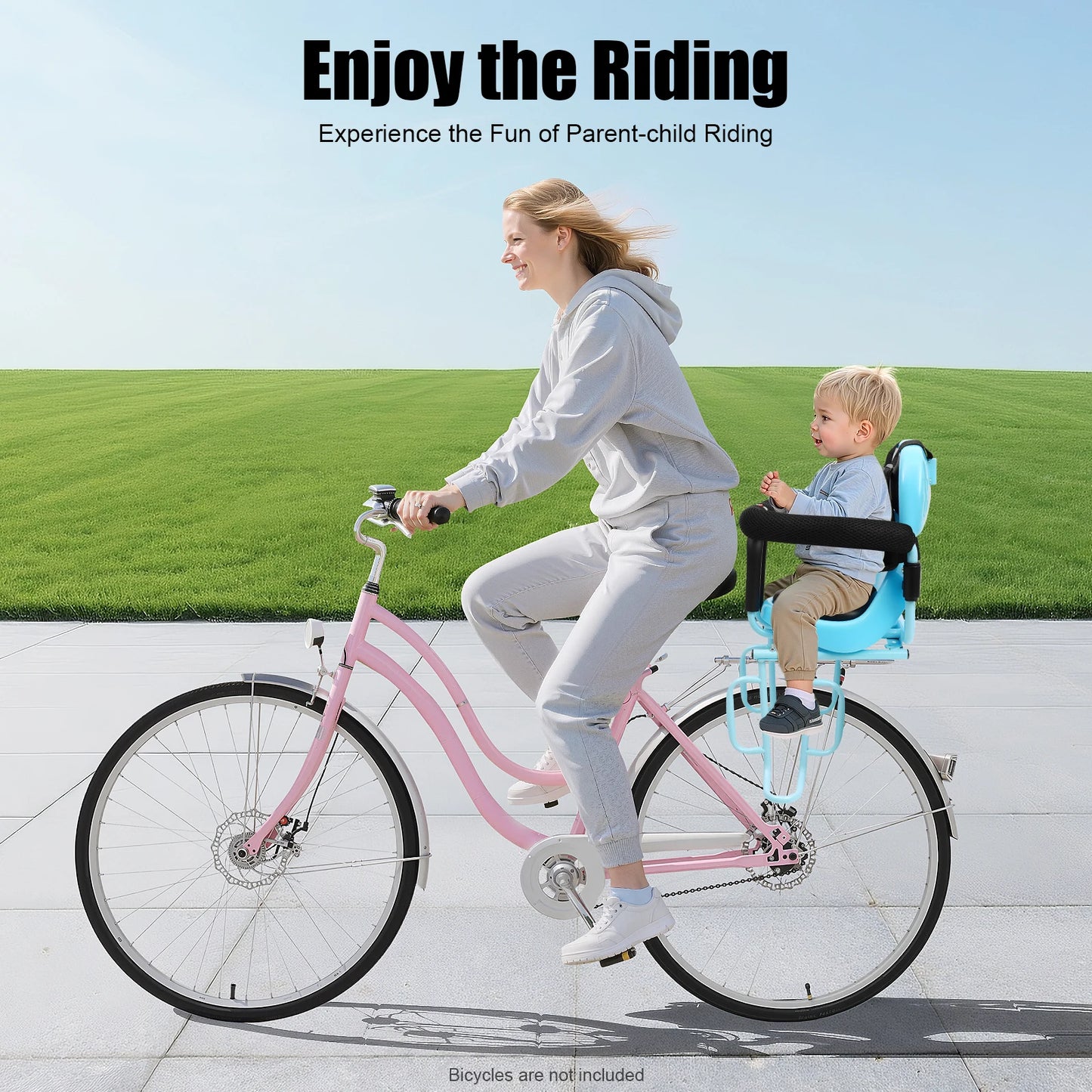 Bike Child Safety Seat Bicycle Child Safety Seat with Safety Fence ,Foot Pedal & Seat Belt, for Baby, Toddler, Child, Universal
