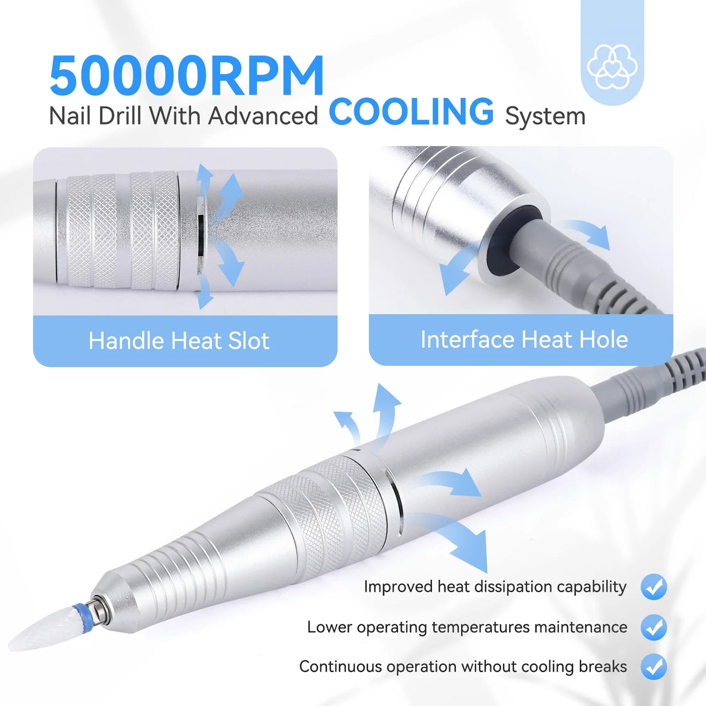 SAVILAND 50000RPM Electric Nail Drill Machine Kit with Drill Bits Drill Nail File Buffer Dust Brush Acrylic Nails Faster Removel