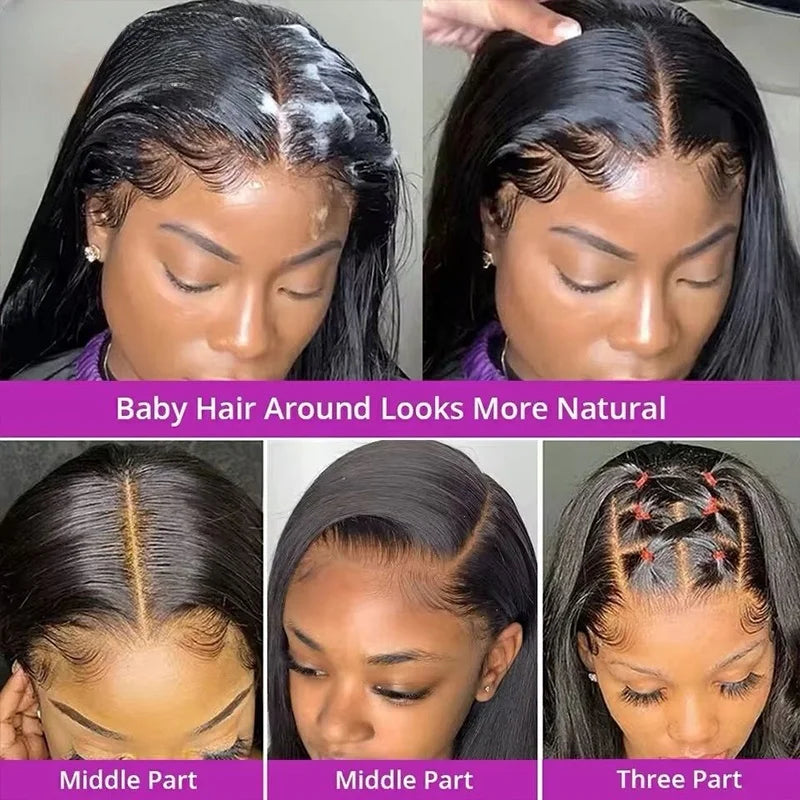 5x5 Pre Cut Hd Lace Closure Wigs 200% Glueless Wigs Human Hair Ready To Wear Bone Straight Lace Front Wigs Human Hair  For Women