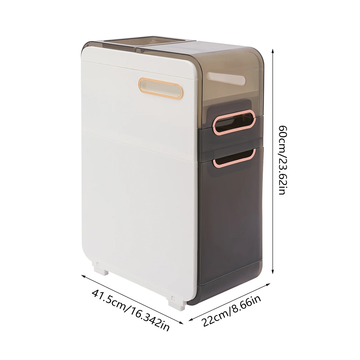 Modern Bathroom Cabinet, PP Toilet Sideboard, Narrow Bathroom Storage Cabinet with 2/3/4 Drawer Storage Floor Shelf