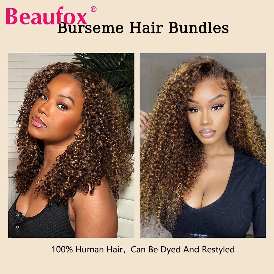 Beaufox Burmese Curly Bundles Human Hair Raw Virgin Curly Hair Bundles Water Wave Human Hair Bundle Spiral Curls Double Weft
