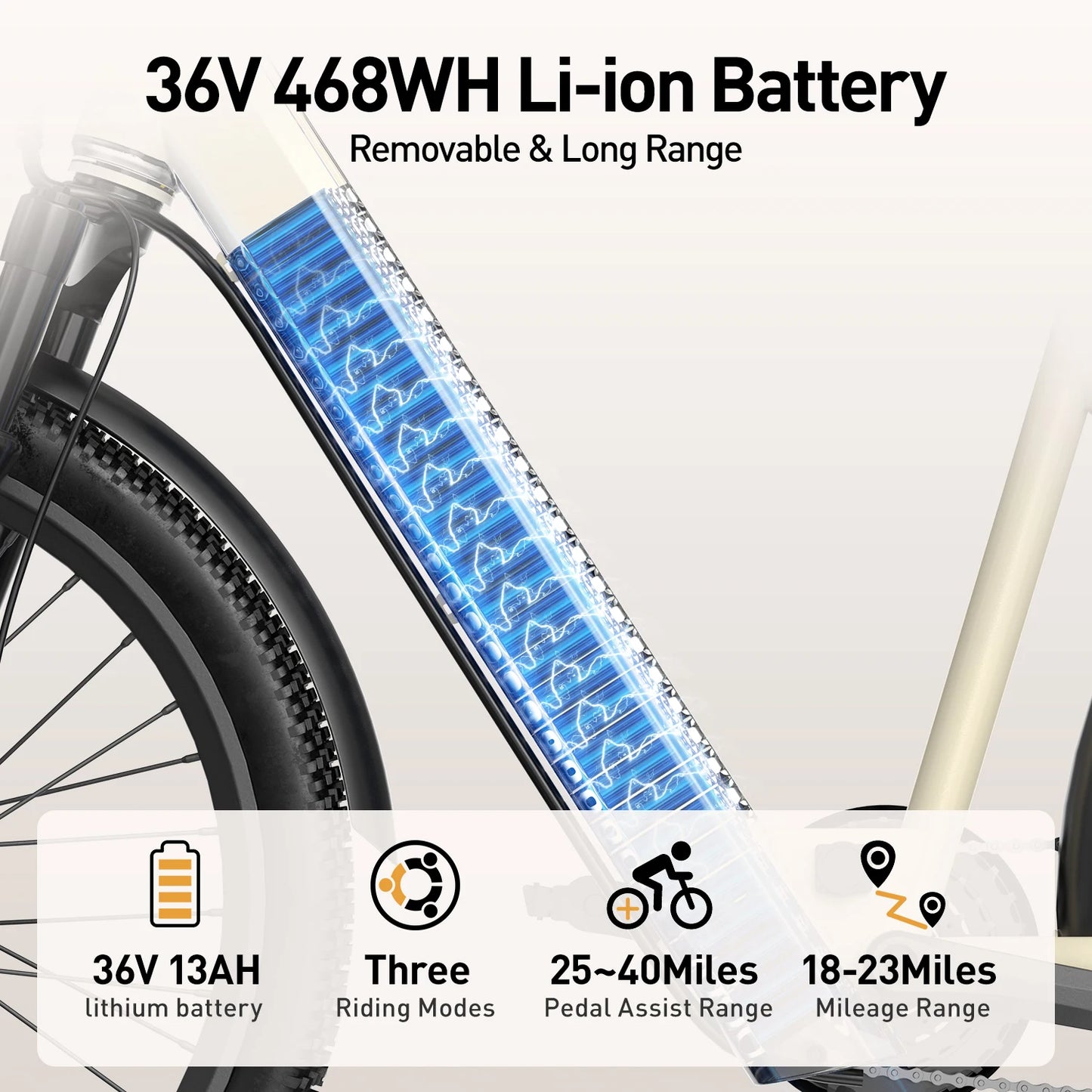Adult Electric Bicycle 400W Motor 36V 13AH Battery 7-Speed Gear Shift NFC Keyless Start Commuting And Outdoor Riding Suitable