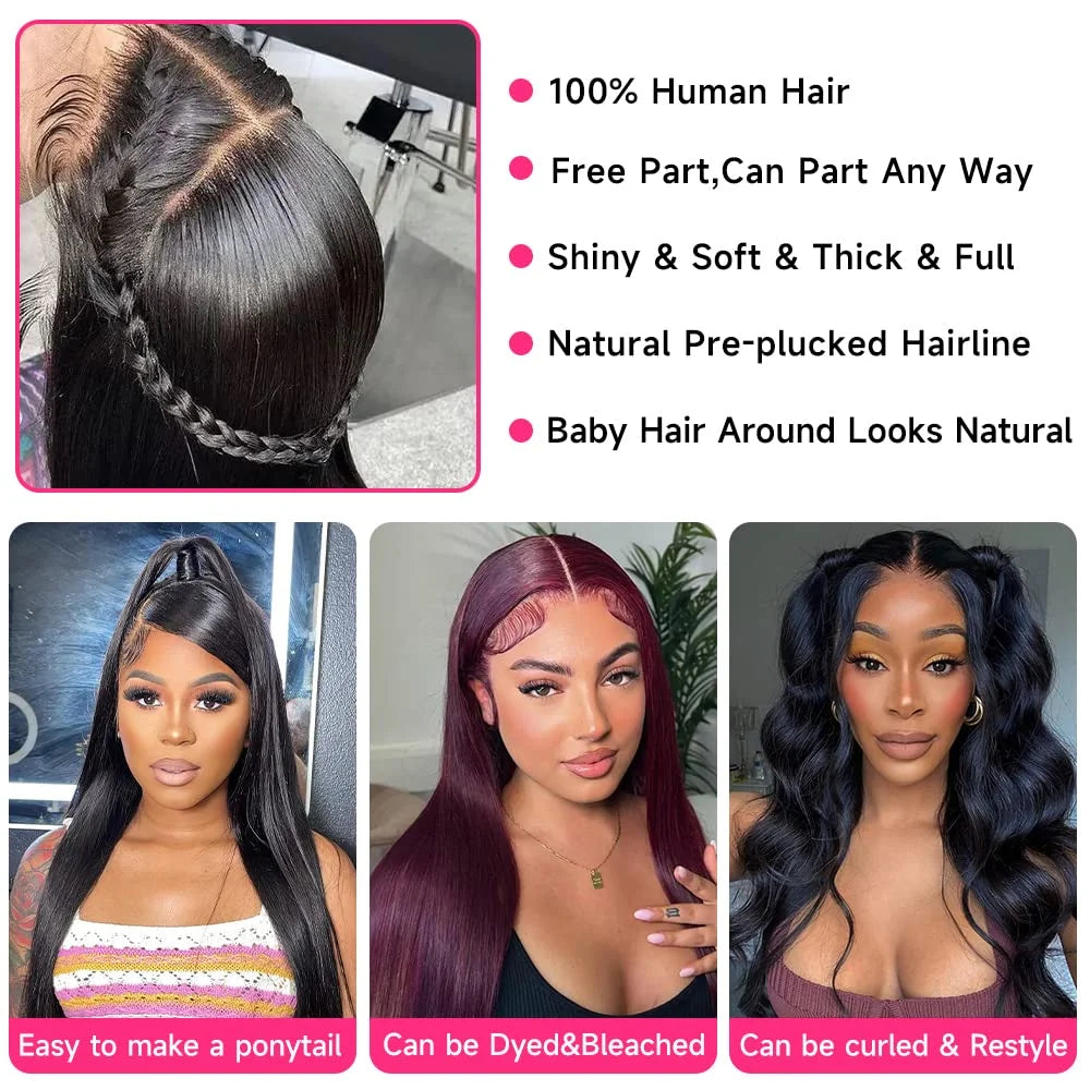 250% High Density Bone Straight Human Hair Wigs 13x4 HD Lace Front Wig Brazilian 13X4 Full Lace Frontal Human Hair Wig