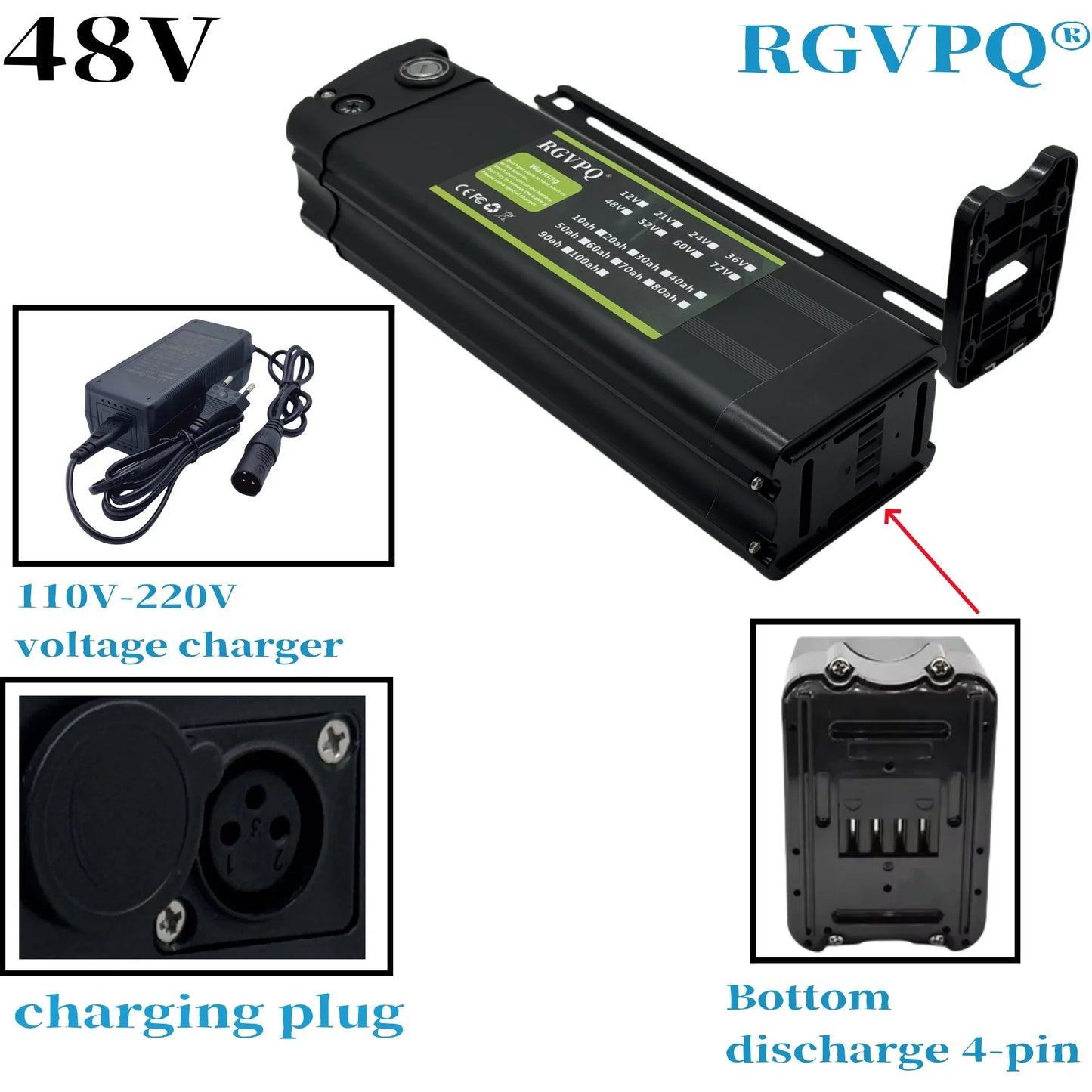 48V Air fast transportation 50AH18650 high-capacity lithium battery pack Suitable for Silver Fish motors  3000W Bottom discharge
