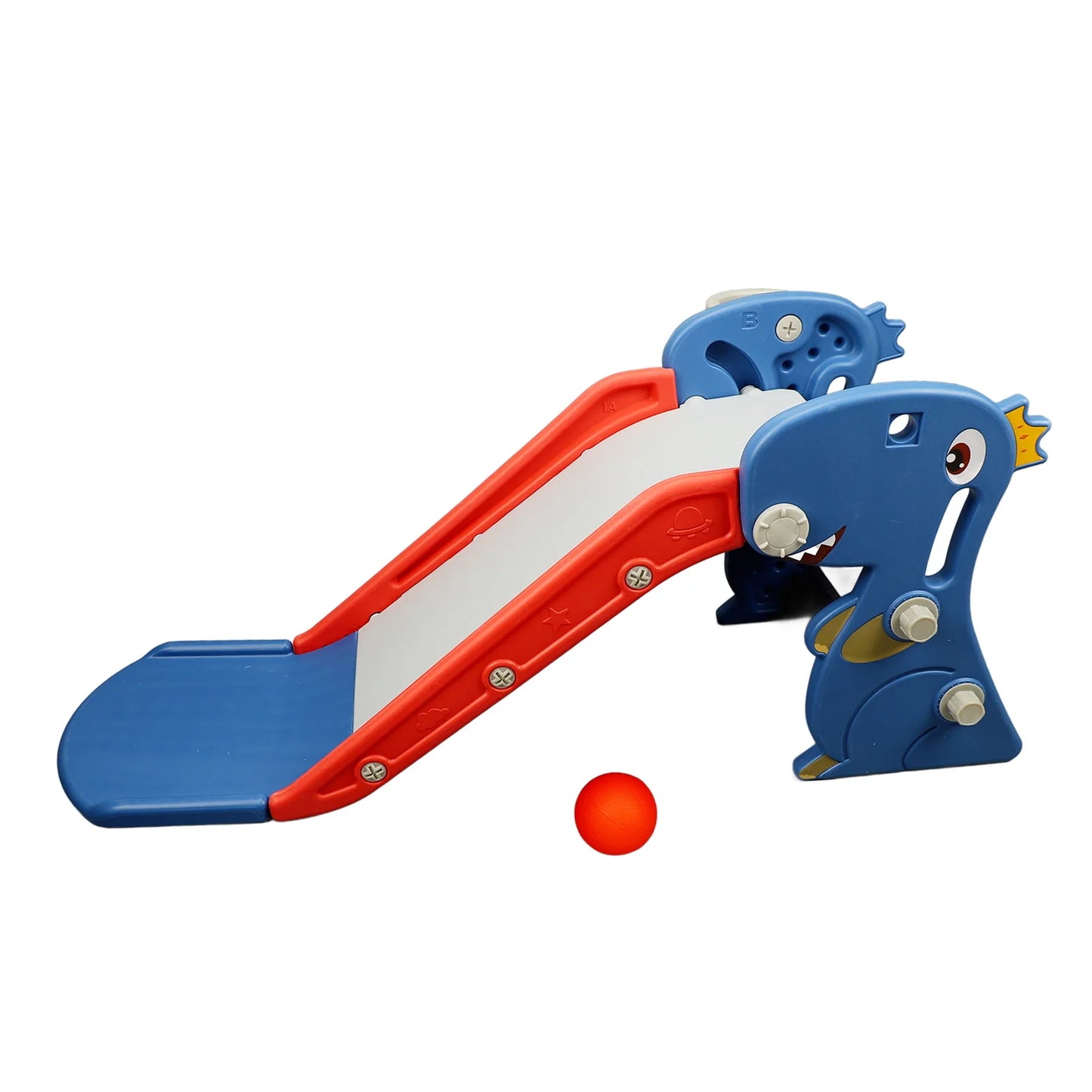 Indoor Slide Blue  Construction Multipurpose Folding Slide with Basketball Hoop Climber for 0 To 3 Years Old for Backyard