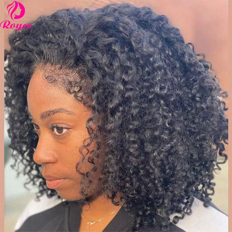 Kinky Curly Edged Short Bob Human Hair Wigs 13x4 Transparent Lace Front Wigs For Women Human Hair Remy 4x4 Closure Soft Bob Wig