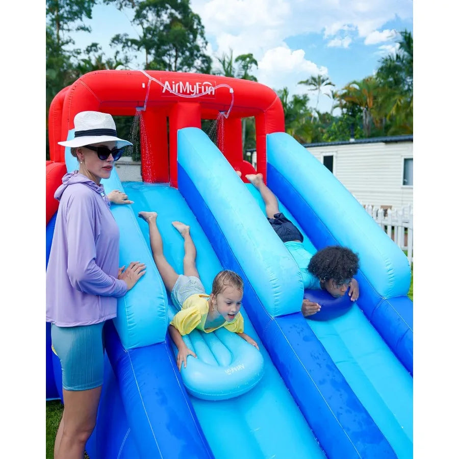 Inflatable Bounce House with Double Slide, Kids & Adults Water Slides for Outdoor Fun