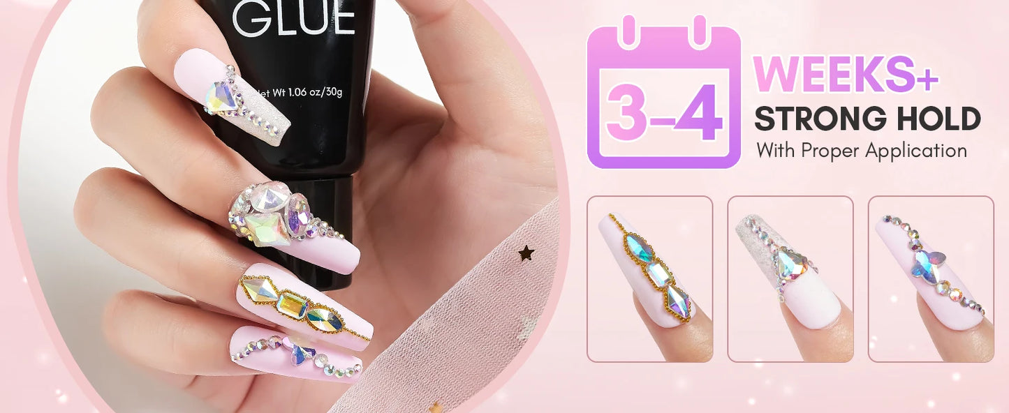 12PCS Makartt Rhinestone Glue for Nails ,Super Strong Gel Adhesive for Nail Salon, 3D Nail Art, Gem Jewelry & Nail Charm Supplie