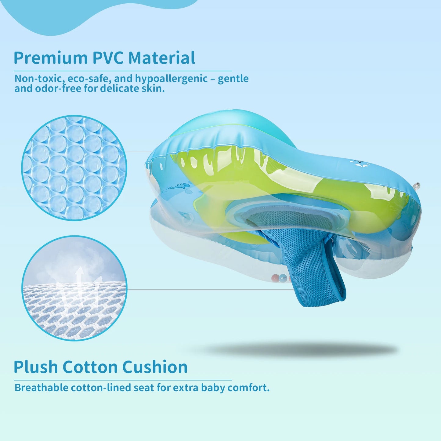 Swimbobo New Upgrades Mesh More Safety Soft Ventilate Seat Pocket Baby Inflatable Swimming Floating Kids Ring Circle Summer Toys