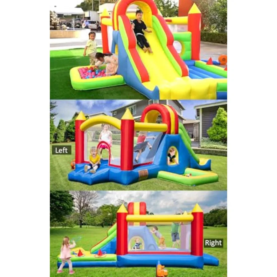 Large Bounce House for Big Kids – Inflatable Playground with Tall Slide, Climbing Wall, Water Pool, Bouncy Ball Pit, Tunnel, Rin