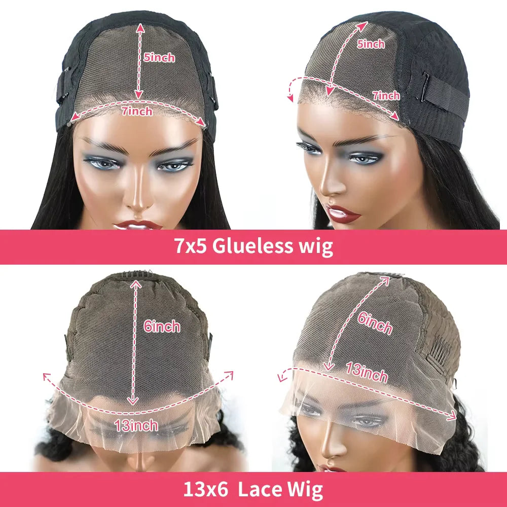 300% Density 13x6 HD Burmese Curly Human Hair Wig Glueless Wear And Go 100% Human Hair Water Wave Wigs with Spiral End for Women