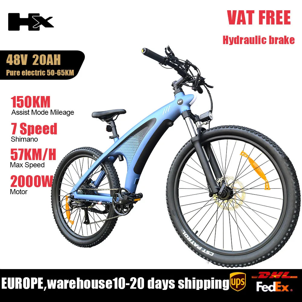 HX Q5 2000W Ebikes 57KM/H Electric Bicycle 27.5 Inch Adults Electric Bike Removable battery Electric E Bikes Mountain Ebike