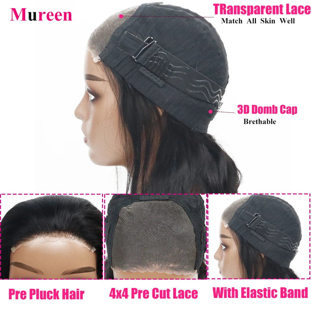 Mureen Hair Body Wave Wear And Go Glueless Bob Wig For Women Ready To Go Human Hair Wigs 5x5 Lace Closure Wig Human Hair