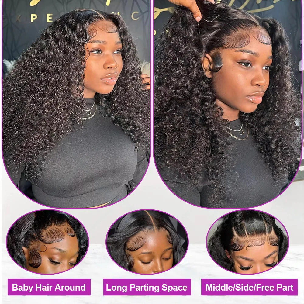 Brazilian Deep Water Wave Curly Bob 100% Human Hair Glueless Wigs Deep Wave HD Lace Front 13x4 13x6 Transparent Lace Frontal Wig
