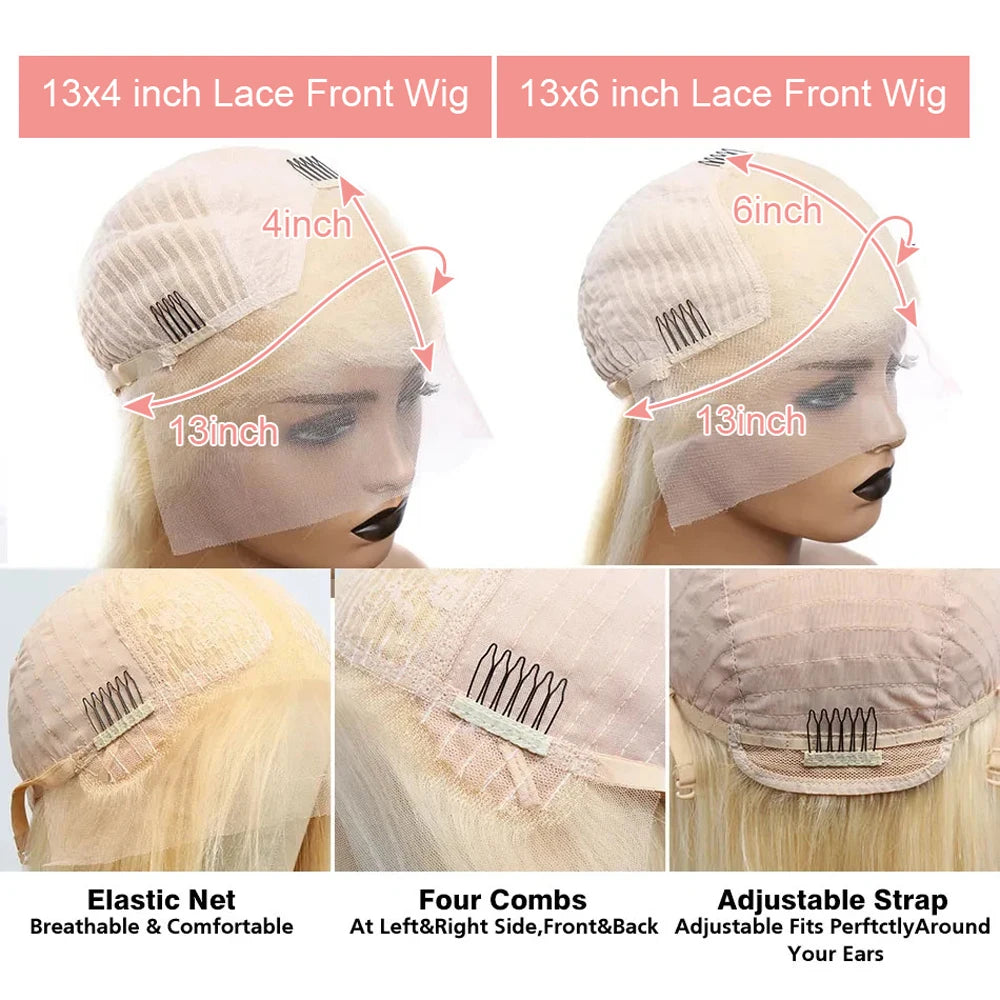 613 Blonde Lace Front Wig Human Hair Body Wave 13X6 Hd Lace Frontal Wig Short Bob Lace Front Human Hair Wig Hd Lace Wig 16 Inch