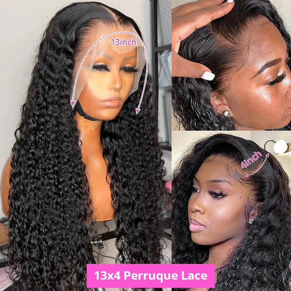 360 HD Full Lace Curly Wigs Human Hair Preplucked 13x6 13x4 Lace Frontal Wig Deep Wave Glueless Human Hair Ready To Wear 30Inch