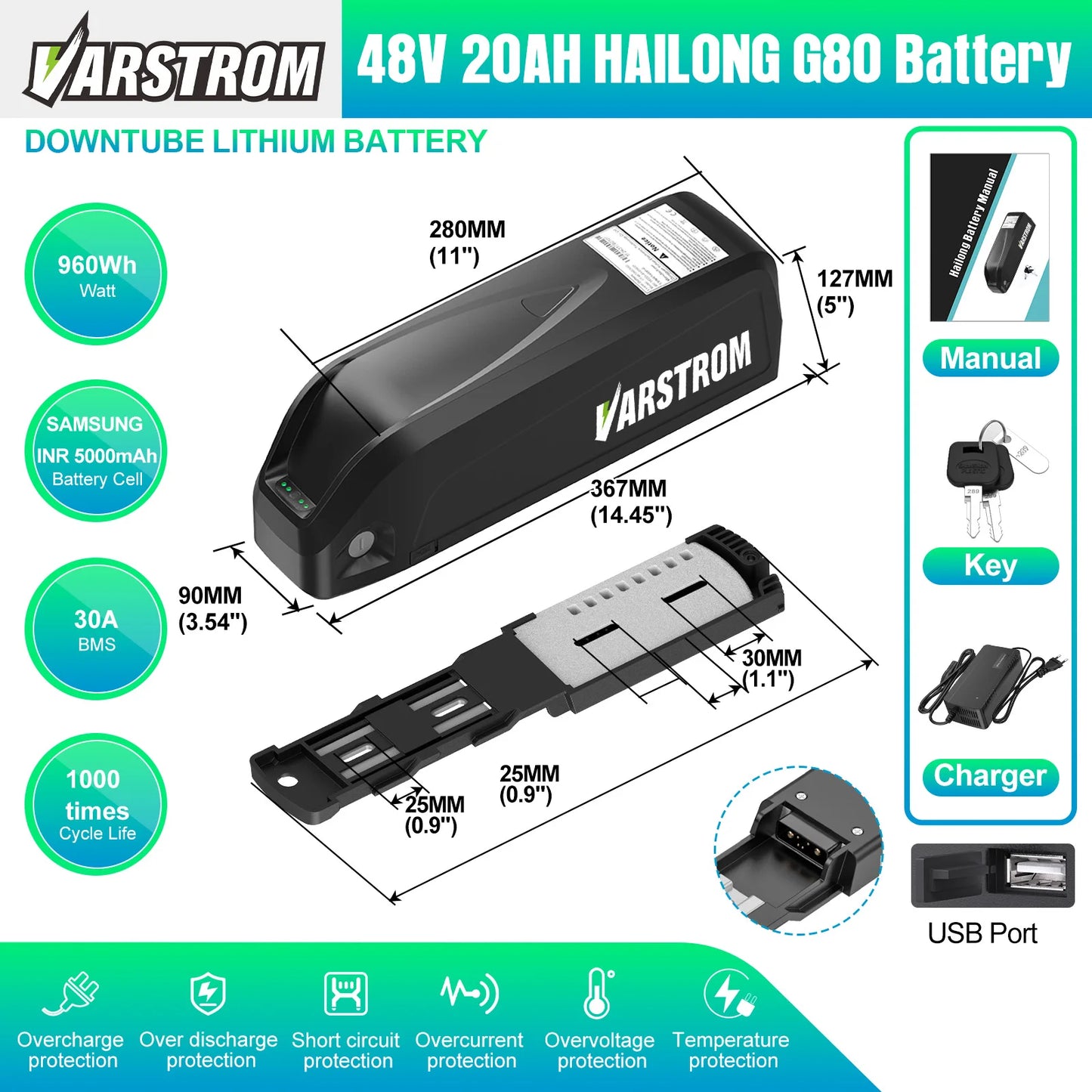 Electric Bike Battery Hailong 48V 36V 52V 20AH 30AH Downtube Pack with Original 21700 Cell 40A BMS for BBS02 TSDZ8 E-Bike Motor