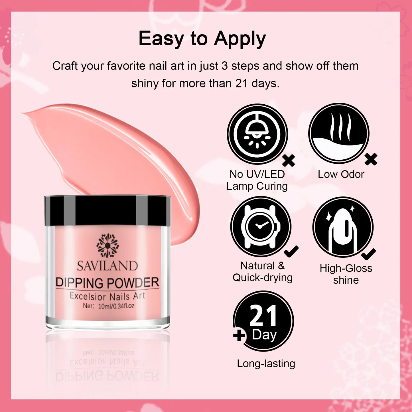 Saviland 20 Colors Dipping Powder Acrylic Powder Dip Powder Liquid Set with Base Top Coat Natural Dry Long Lasting Nail Art