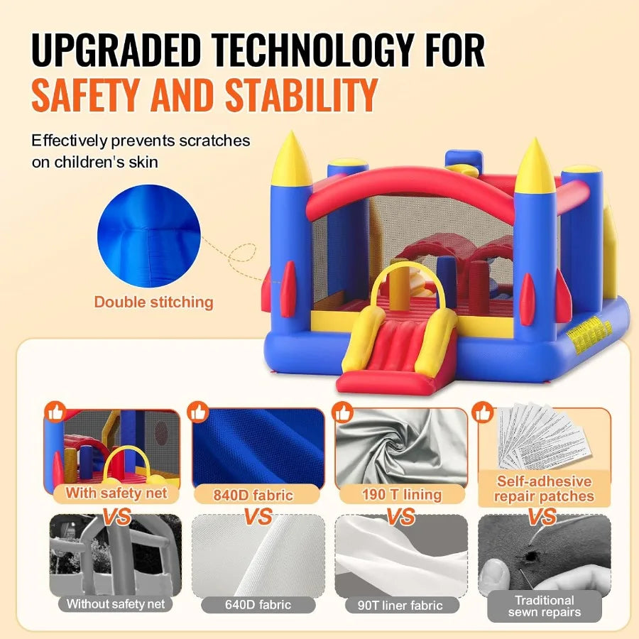 Outdoor Toys for Kids 5-12, Bounce House for Kids, Inflatable Nightclub Halloween Bounce House with Slide, Blower,160x94x96 inch