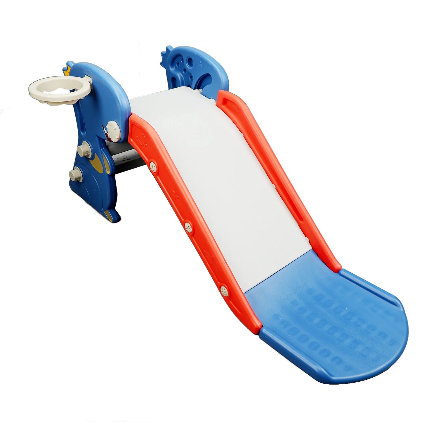 Indoor Slide Blue  Construction Multipurpose Folding Slide with Basketball Hoop Climber for 0 To 3 Years Old for Backyard