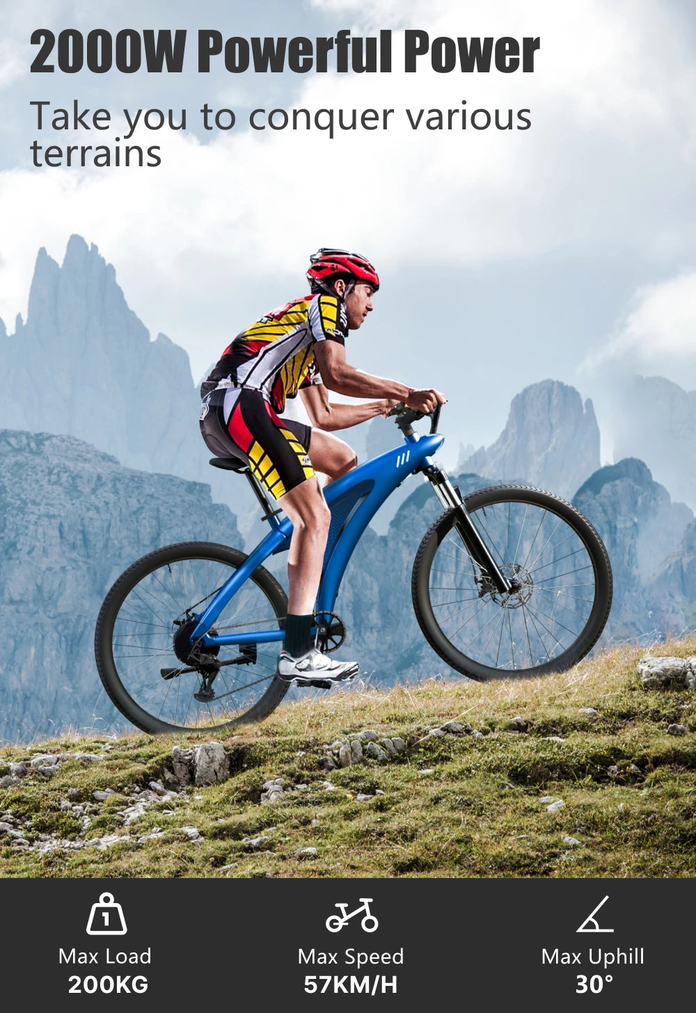 HX Q5 2000W Ebikes 57KM/H Electric Bicycle 27.5 Inch Adults Electric Bike Removable battery Electric E Bikes Mountain Ebike