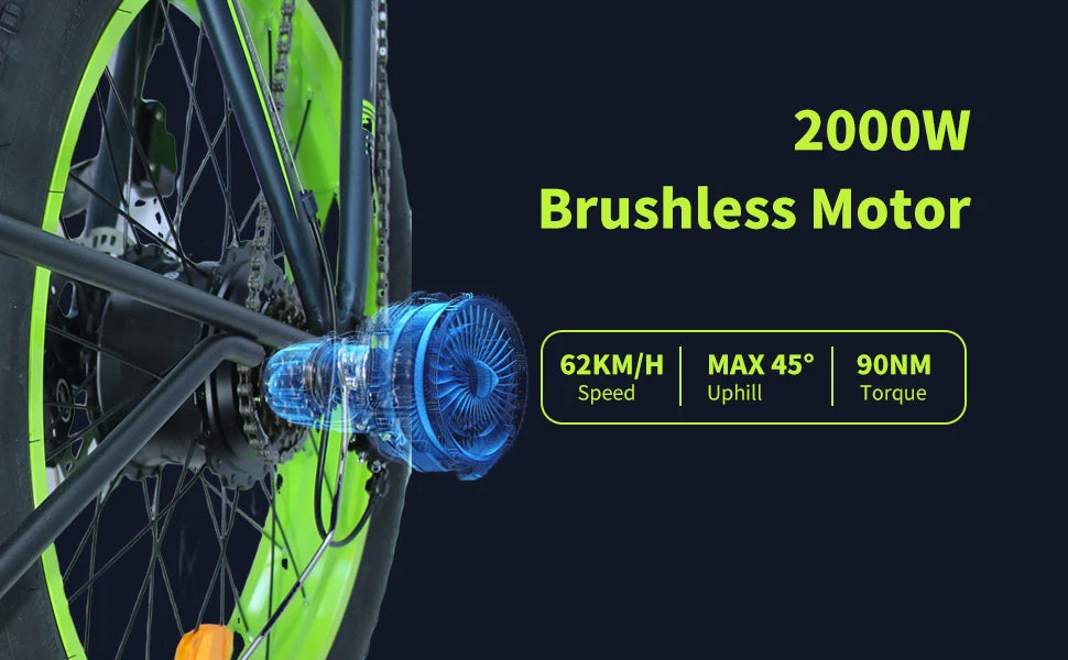 ORLMS TS60 Adult Electric Bicycle 1000W*2 Motor Men's E-bike  60V25AH Battery E-bike 26" Fat Tire Men's E-Mountain ebike