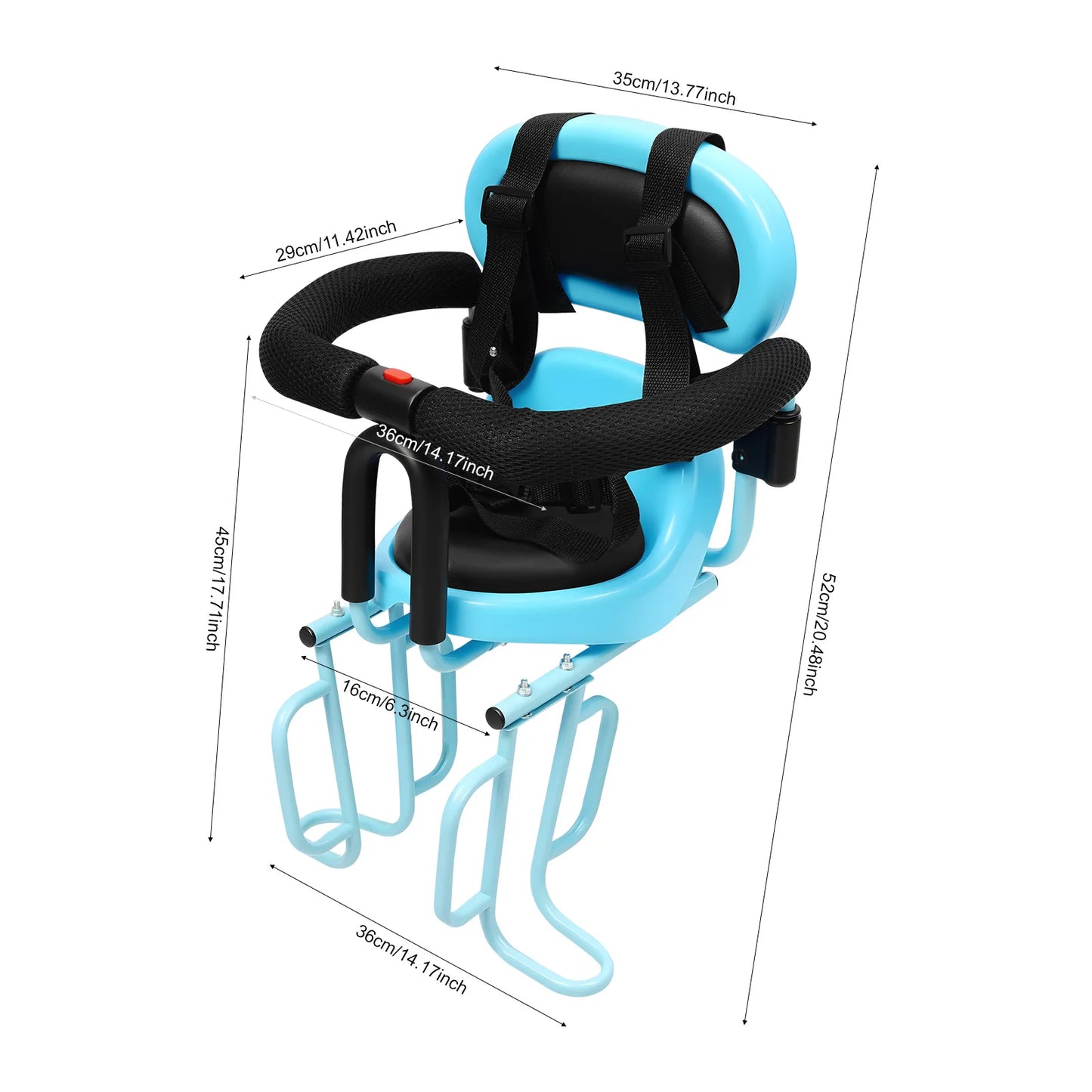Safe Seat Cushion Rear Child Bike Seat Kids Seats with Safety Belt Attachment to Bike for Children 6 Months -6 Years Blue