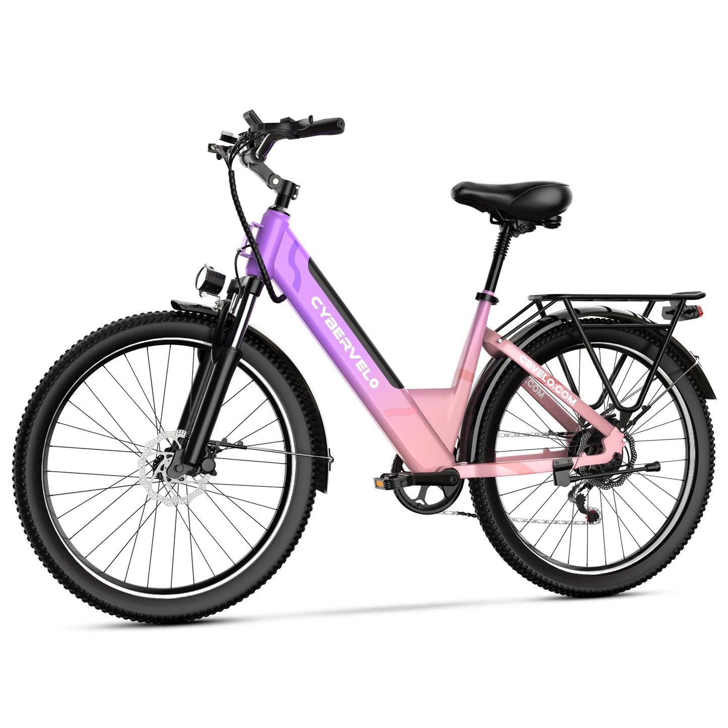 Cybervelo EK2 Peak 1000W 26 inch Electric Bicycle, Lithium Removable Battery Ebike with 7-Speed for Adults Womens All Terrain