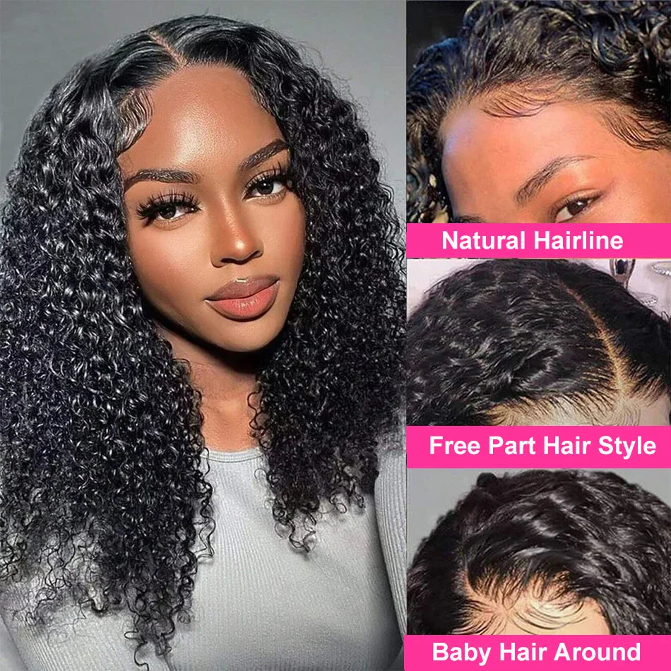 Brazilian Deep Water Wave Curly Bob 100% Human Hair Glueless Wigs Deep Wave HD Lace Front 13x4 13x6 Transparent Lace Frontal Wig